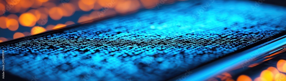 Poster digital interaction smartphone display technology night scene close-up view data visualization conce