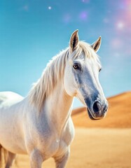 Obraz premium Beautiful horse running in wildlife