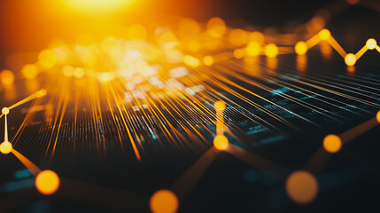 Abstract business Financial charts show a significant increase in profits in the stock market.This is driven by higher interest rates and continued growth. In the innovation world network of financial