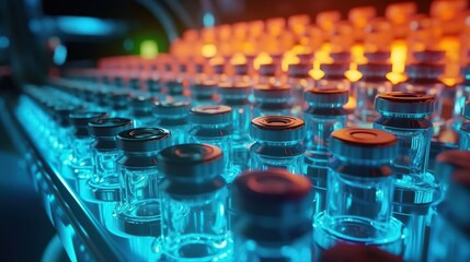 Bottles of Medicine in a Pharmaceutical Production Environment