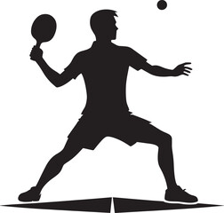 Table tennis player silhouette flat vector illustration isolated on white background