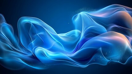 Obraz premium Abstract blue glowing wave, dynamic fluid motion, energy flow, digital art.