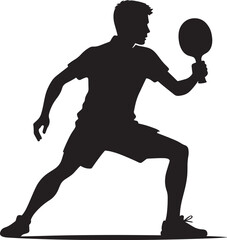 Table tennis player silhouette flat vector illustration isolated on white background