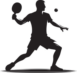 Table tennis player silhouette flat vector illustration isolated on white background