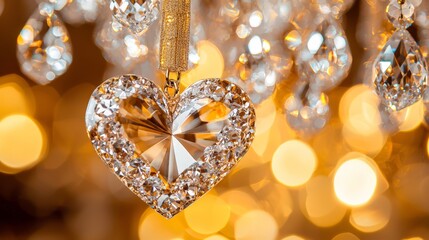 Elegant chandelier with heart-shaped crystals