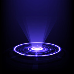Abstract background with tech circles and rays