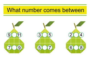 Math worksheets for children. Vector illustration of cartoon pear.
