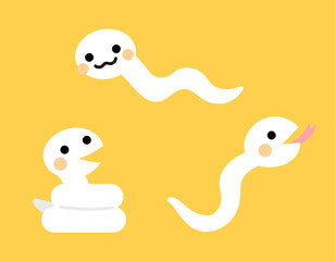 3匹の白蛇のイラスト