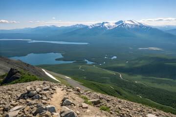 A mountain-summit with panoramic view of vast 