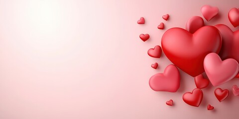 Colorful Heart Shapes on Soft Pink Background for Romantic Themes