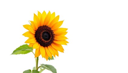 Obraz premium sunflower, single, blooming, isolated, white, background, highresolution, flower, nature, botanical, vibrant, yellow, petal, closeup, detailed, realistic, floral, elegant, bright, minimal, fresh,