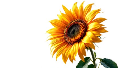 Obraz premium sunflower, single, blooming, isolated, white, background, highresolution, flower, nature, botanical, vibrant, yellow, petal, closeup, detailed, realistic, floral, elegant, bright, minimal, fresh,