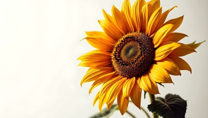 Fototapeta premium sunflower, single, blooming, isolated, white, background, highresolution, flower, nature, botanical, vibrant, yellow, petal, closeup, detailed, realistic, floral, elegant, bright, minimal, fresh,