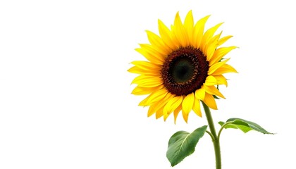 Obraz premium sunflower, single, blooming, isolated, white, background, highresolution, flower, nature, botanical, vibrant, yellow, petal, closeup, detailed, realistic, floral, elegant, bright, minimal, fresh,