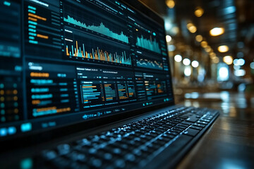 Obraz premium グラフが映されたパソコンの画面