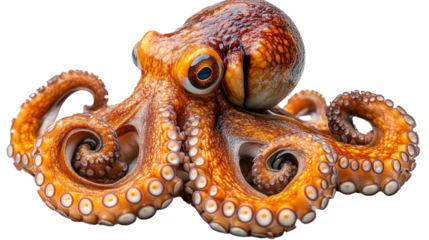 Octopus isolated on white background with a fresh and colorful appearance