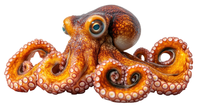 Octopus isolated on white background with a fresh and colorful appearance