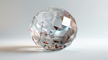 A beautiful, crystal paperweight with a delicate, faceted design, isolated on a white background, ready to hold down papers