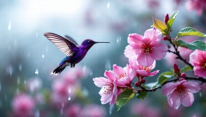 Naklejka premium Humming Bird in flight for nectar