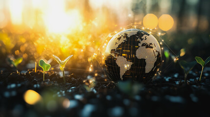 Abstract business Financial charts show a significant increase in profits in the stock market.This is driven by higher interest rates and continued growth. In the innovation world network of financial