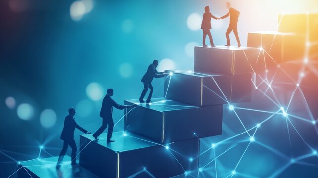 symbol working together, making a progress, successful way to move the business concept