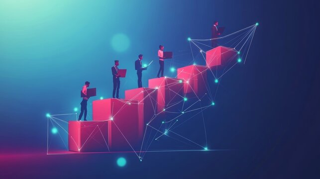 symbol working together, making a progress, successful way to move the business concept