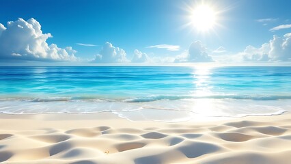 Sand With Blue Sea - Beach Summer Defocused Background With Glittering Of Sunlights