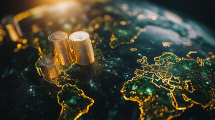 Abstract business Financial charts show a significant increase in profits in the stock market.This is driven by higher interest rates and continued growth. In the innovation world network of financial