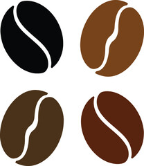 Coffee bean icon, vector on white background
