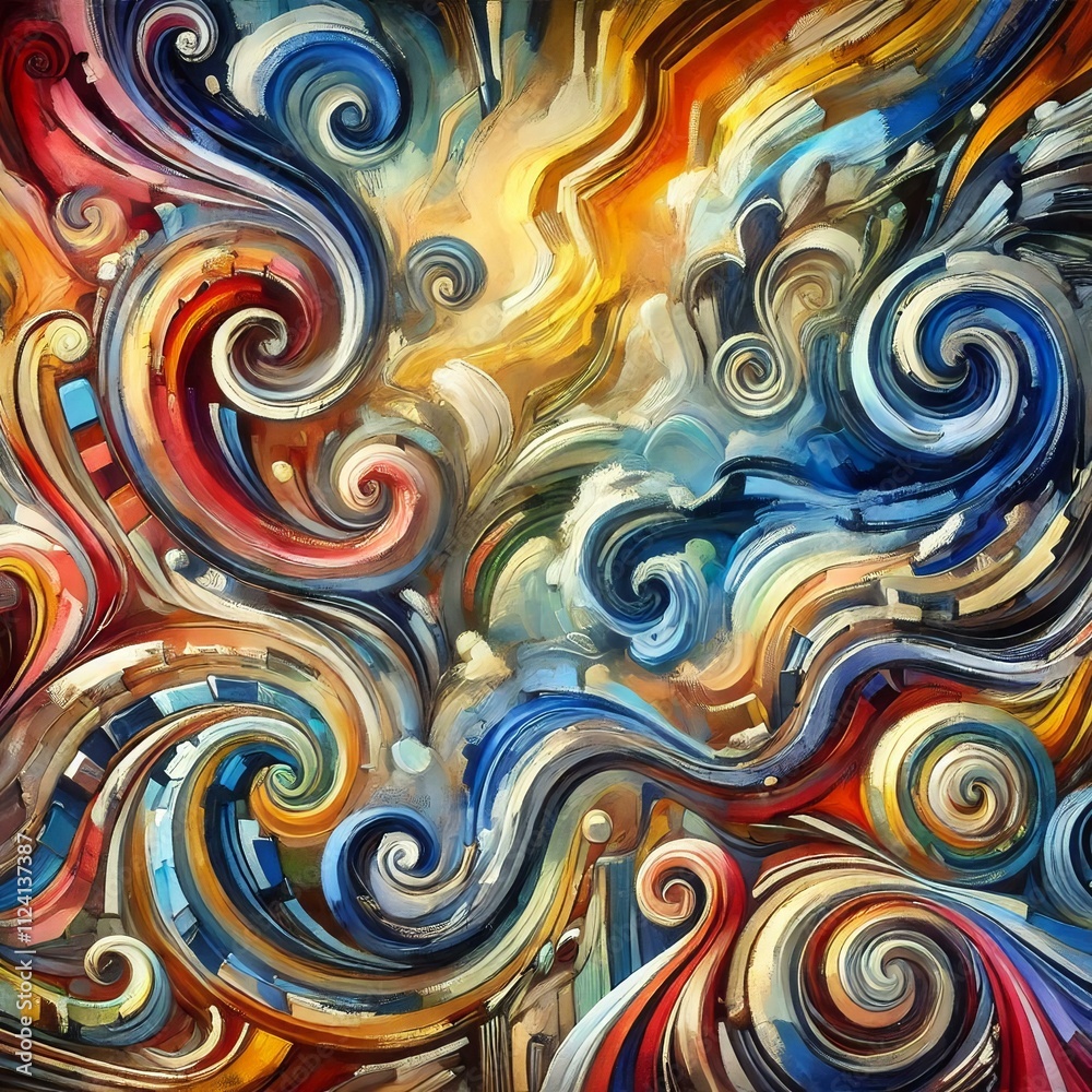 Fototapete a vibrant and dynamic abstract background with swirling patterns and bold colors. the image features