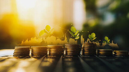 Abstract business Financial charts show a significant increase in profits in the stock market.This is driven by higher interest rates and continued growth. In the innovation world network of financial