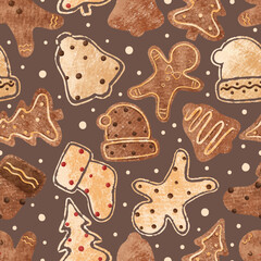 Joyful Winter and Christmas Seamless Pattern