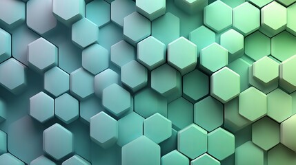 Naklejka premium Abstract geometric background with smooth gradient hexagons in cool green and blue shades, modern pattern design for digital projects and creative use