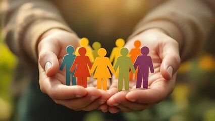 Diversity Inclusion And Equality Concept - Paper People Silhouettes On Hands