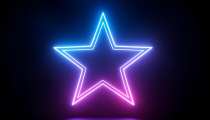 Glowing Neon Star Purple Blue Light Bright Shape Abstract Background