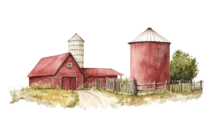 Naadloos Fotobehang Airtex Farm watercolor illustration isolated on transparent background © yendisupiandi