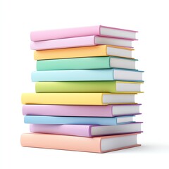 A colorful stack of books in pastel shades, neatly arranged, showcasing a variety of hues in a simple, minimalistic design.