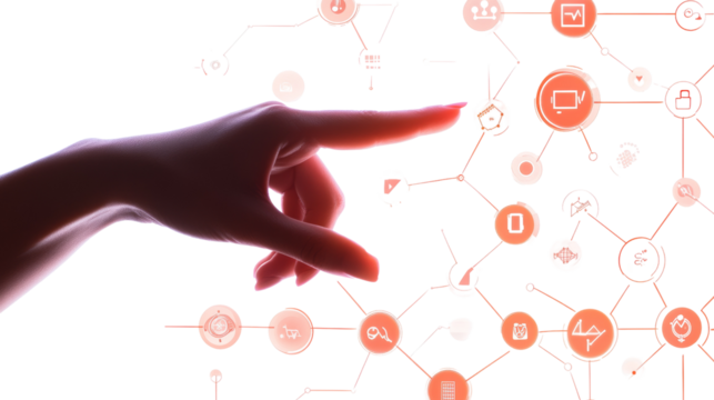 Hand Interacting with Risk Management Icons