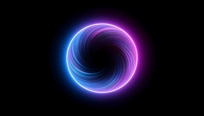 Abstract Neon Swirl Circle Glowing Purple Blue Light Energy Vortex Futuristic Background