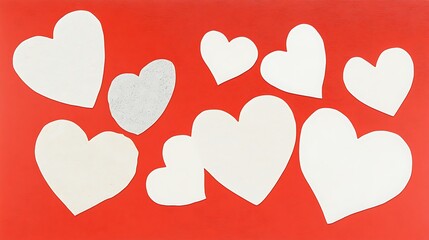 A Charming Pattern of White Hearts on a Vibrant Red Background Perfect for Celebrating Love