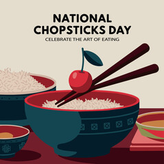 national chopsticks day, card, poster, vector