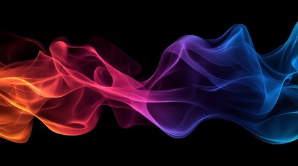 Fototapeta premium Vivid abstract smoke waves in dynamic, flowing colors creating intertwining patterns perfect for vibrant backgrounds, modern design projects, creative digital art, eye-catching visual elements.