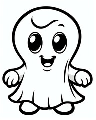 Obraz premium Cute ghost for halloween theme cartoon style black and