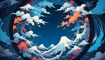 Clear Plain Shiny Warm Soft Vintage Bokeh Cloudy Wave Like Geometric Blue Background or Texture