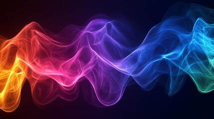 Fototapeta premium Vivid abstract smoke waves in dynamic, flowing colors creating intertwining patterns perfect for vibrant backgrounds, modern design projects, creative digital art, eye-catching visual elements.