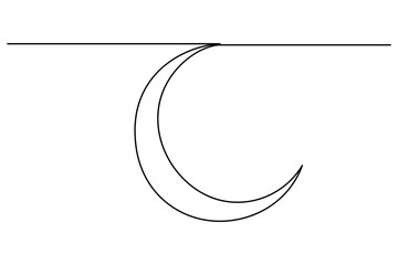 Ramadan symbol continuous one line drawing of moon icon Eid in simple outline vector illustration  © MdOmar