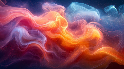 dynamic dance of red and blue hues in an abstract art piece with glowing vibrant trails