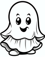 Cute ghost for halloween theme cartoon style black and