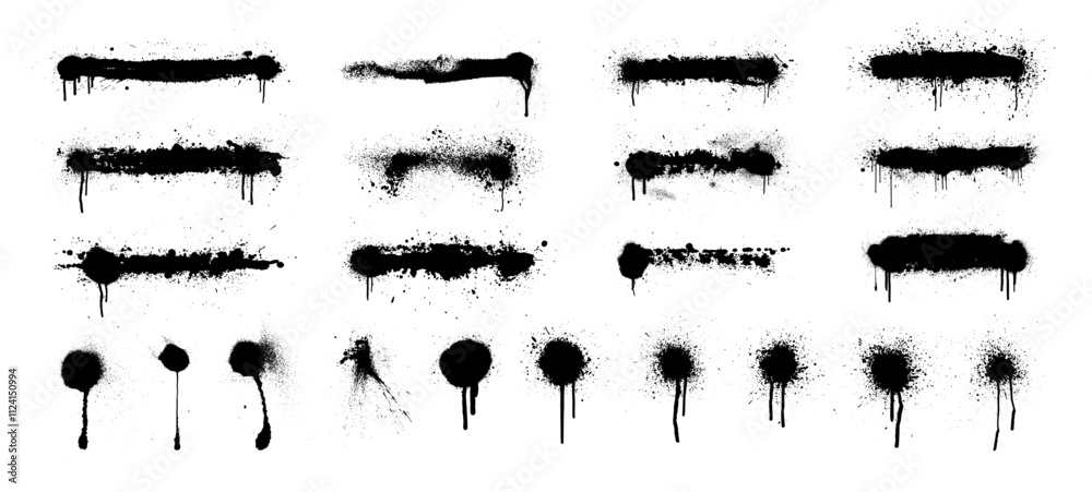 Poster dirty spray graffiti lines with splashes and dripping paint. spray paint spray marks for text and ba