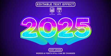 Editable text effect new year 2025 theme style